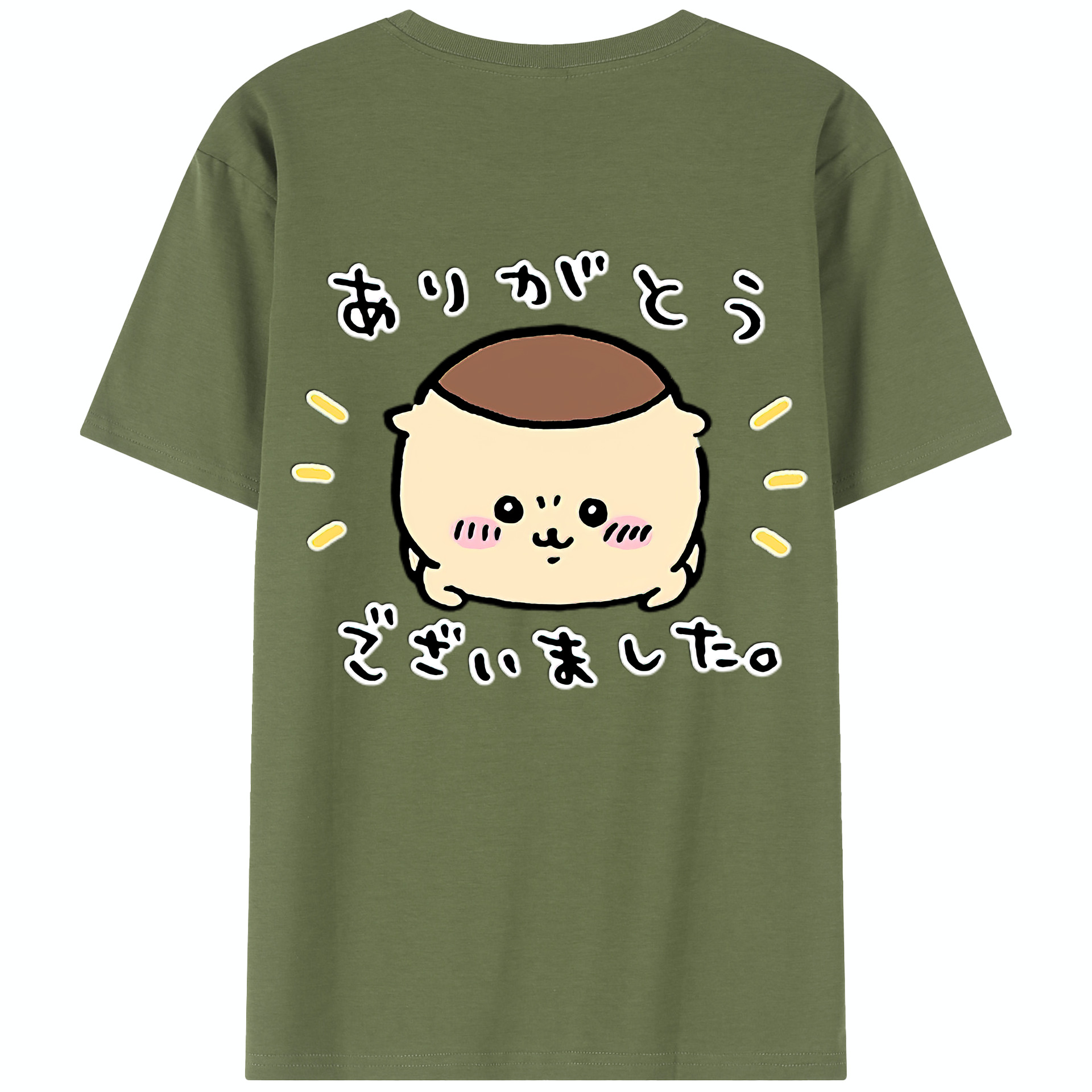 （画像用） ちいかわ くりまんじゅう Chii-kawa kuri manjū 綿100％半袖Tシャツ（背面プリント）
